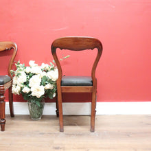 Load image into Gallery viewer, x SOLD Pair of Antique English Hall Chairs, Library or Bedroom Chairs, Mahogany Leather B11120