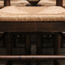 Load image into Gallery viewer, x SOLD Set of Six Antique French Dining Chairs, or Ladder Back Kitchen Chairs Cane Seat. B10938