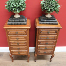Load image into Gallery viewer, x SOLD Pair of French Oak Bedside Tables, 5 Drawer Lamp Table, Hall or Side Table B10655