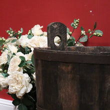 Load image into Gallery viewer, x SOLD Antique French Oak Fire Wood Bucket or Bin, Metal Bound Grape Bin, Wine Barrel B11192