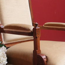 Load image into Gallery viewer, x SOLD Antique English Grandfather Chair, Antique English Walnut and Fabric Armchair B10791