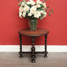 Load image into Gallery viewer, x SOLD Antique Lamp Table, Antique French Oak Spiral Leg, Cross Stretcher Side Table. B10230