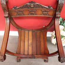 Load image into Gallery viewer, x SOLD Antique French Savonarola Chair, Cross Frame Arm Chair, X Frame Hall Chair Seat. B10338