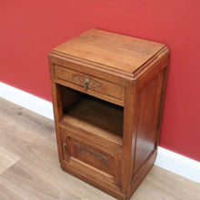Load image into Gallery viewer, x SOLD Antique French Lamp Cabinet, Oak and Brass Bedside Table, Lamp Side Table Drawer B10627