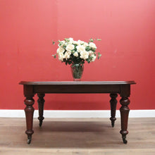 Load image into Gallery viewer, x SOLD Antique English Mahogany Dining Table, or Two Leaf Kitchen Table with Castors. B11281