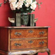 Load image into Gallery viewer, x SOLD Antique French Chest of Drawers Burr Walnut 2 Drawer Hall Foyer Cabinet Cupboard B10465