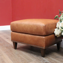 Load image into Gallery viewer, x SOLD Coco Republic Tan Leather Ottoman, Footstool, Ford Studded Ottoman Brown Birch B11006