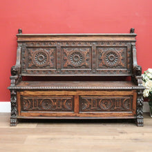 Load image into Gallery viewer, x SOLD Antique French Oak Hall Settle, Hall Chair with Lift Lid Blanket Box, Hall Seat B10728