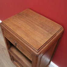 Load image into Gallery viewer, x SOLD Antique French Lamp Cabinet, Oak and Brass Bedside Table, Lamp Side Table Drawer B10627
