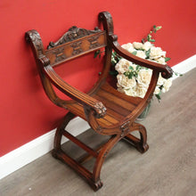 Load image into Gallery viewer, x SOLD Antique French Savonarola Chair, Cross Frame Arm Chair, X Frame Hall Chair Seat. B10338