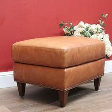 Load image into Gallery viewer, x SOLD Coco Republic Tan Leather Ottoman, Footstool, Ford Studded Ottoman Brown Birch B11006