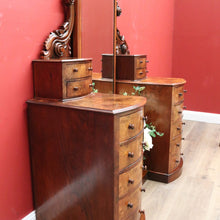 Load image into Gallery viewer, x SOLD Antique English Dressing Table Burr Walnut Cheval Mirror, Drawers Dressing Table B10742