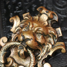 Load image into Gallery viewer, x SOLD Antique French Brass Door Knocker, Antique Brass Lion's Head, Dragon Ring Handle B10767