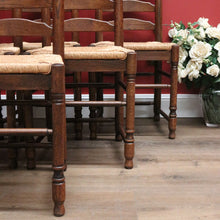 Load image into Gallery viewer, x SOLD Set of Six Antique French Dining Chairs, or Ladder Back Kitchen Chairs Cane Seat. B10938