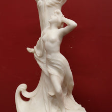Load image into Gallery viewer, x SOLD Antique Alabaster Statue Maiden, Greek God and Calla Lilies. Art Nouveau c1925. B11288