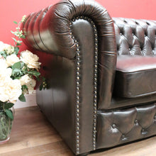 Load image into Gallery viewer, x SOLD Vintage Button Back Chesterfield Lounge, 3 Seater Deep Chestnut Brown Lounge B11206
