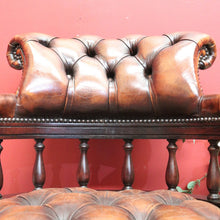 Load image into Gallery viewer, x SOLD Vintage Leather and Mahogany Office Chair, Button Back, Seat and Armrest Chair. B11293
