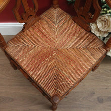 Load image into Gallery viewer, x SOLD Antique French Corner Chair Oak and Rush Seat Music Chair Bedroom Chair Armchair B10748