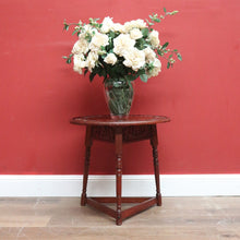 Load image into Gallery viewer, Antique English Walnut Lamp Table, Side, Wine Table or Bedside Table Carved Top B11106