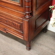 Load image into Gallery viewer, x SOLD Antique French Bookcase China Cabinet, Antique Walnut Glass Door Hall Cupboard. B10250
