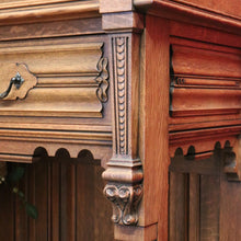 Load image into Gallery viewer, x SOLD Antique Belgium Gothic Sideboard, Sacrament Cabinet, 3 Door Drawer Church Chest B10862