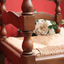 Load image into Gallery viewer, x SOLD Antique French Corner Chair French Oak and Rush Seat Conversation Armchair Chair. B9832
