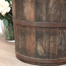 Load image into Gallery viewer, x SOLD Antique French Oak Fire Wood Bucket or Bin, Metal Bound Grape Bin, Wine Barrel B11192