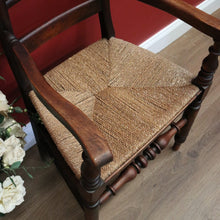 Load image into Gallery viewer, x SOLD Antique French Oak and Rush Seat Armchair, Hall Chair, Verandah Chair B10681