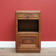 Load image into Gallery viewer, x SOLD Antique French Lamp Cabinet, Oak and Brass Bedside Table, Lamp Side Table Drawer B10627