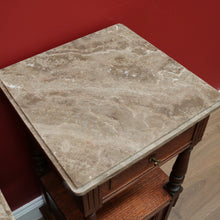 Load image into Gallery viewer, x SOLD Pair of French Bedside Tables, Antique Marble Top Oak Lamp Side Tables B10555