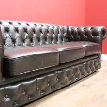 Load image into Gallery viewer, x SOLD Vintage Button Back Chesterfield Lounge, 3 Seater Deep Chestnut Brown Lounge B11206