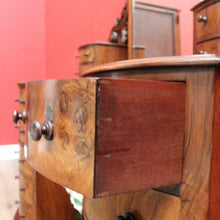Load image into Gallery viewer, x SOLD Antique English Dressing Table Burr Walnut Cheval Mirror, Drawers Dressing Table B10742