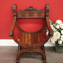 Load image into Gallery viewer, x SOLD Antique French Savonarola Chair, Cross Frame Arm Chair, X Frame Hall Chair Seat. B10338