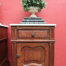 Load image into Gallery viewer, x SOLD Bedside Tables, Antique French Oak and Marble Bedside Cabinets, Lamp Table B10550
