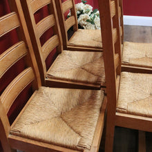 Load image into Gallery viewer, x SOLD Set of 6 Dining Chairs, Antique French Oak Ladder Back Kitchen Chairs, Rush Seat B10937