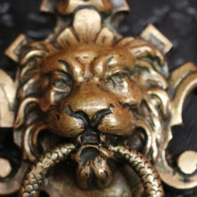 Load image into Gallery viewer, x SOLD Antique French Brass Door Knocker, Antique Brass Lion's Head, Dragon Ring Handle B10767