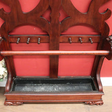 Load image into Gallery viewer, x SOLD Antique English Mahogany Coat Rack or Hall Tree, Umbrella Stand with Tin Liner. B11147