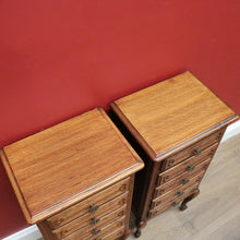 Load image into Gallery viewer, x SOLD Pair of French Oak Bedside Tables, 5 Drawer Lamp Table, Hall or Side Table B10655