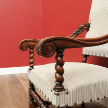 Load image into Gallery viewer, x SOLD Antique French Library Chair, Striped Fabric Hall Chair, Bedroom Chair, Armchair B11506
