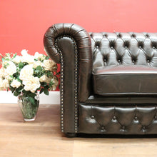 Load image into Gallery viewer, x SOLD Vintage Button Back Chesterfield Lounge, 3 Seater Deep Chestnut Brown Lounge B11206
