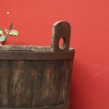 Load image into Gallery viewer, x SOLD Antique French Oak Fire Wood Bucket or Bin, Metal Bound Grape Bin, Wine Barrel B11192