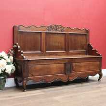 Load image into Gallery viewer, x SOLD Antique French Hall Settle, Blanket Box Hall Seat, Antique Oak Bench Seat Chair B10840