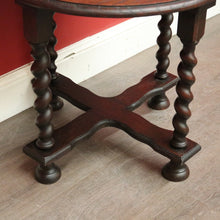Load image into Gallery viewer, x SOLD Antique Lamp Table, Antique French Oak Spiral Leg, Cross Stretcher Side Table. B10230