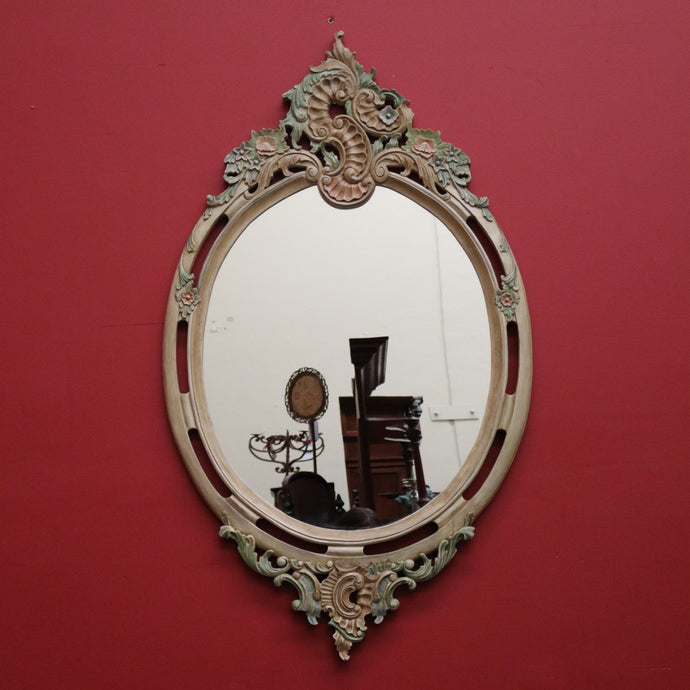 Vintage Italian Mirror, Hand Painted Rococo Mirror, Late Baroque Style Mirror