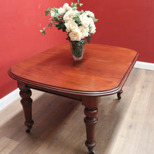 Load image into Gallery viewer, x SOLD Antique English Mahogany Dining Table, or Two Leaf Kitchen Table with Castors. B11281