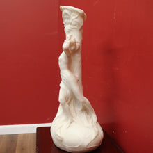 Load image into Gallery viewer, x SOLD Antique Alabaster Statue Maiden, Greek God and Calla Lilies. Art Nouveau c1925. B11288