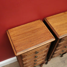 Load image into Gallery viewer, x SOLD Pair of French Oak Bedside Tables, 5 Drawer Lamp Table, Hall or Side Table B10655
