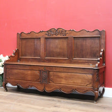 Load image into Gallery viewer, x SOLD Antique French Hall Settle, Blanket Box Hall Seat, Antique Oak Bench Seat Chair B10840