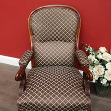 Load image into Gallery viewer, x SOLD Antique English Oak Grandfather Arm Chair Antique Oak and Fabric Scroll Armchair. B10437