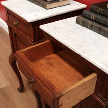 Load image into Gallery viewer, x SOLD Bedside Tables, Antique French Oak and Marble Bedside Cabinets, Lamp Table B10550